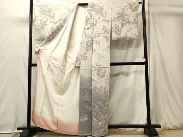 平和屋着物■訪問着 草花文 暈し染め 正絹 逸品 CABL0437oy