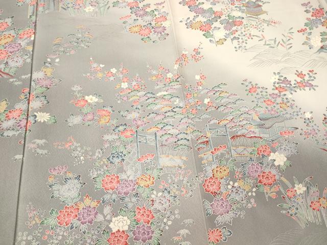 平和屋着物■訪問着 草花文 暈し染め 正絹 逸品 CABL0437oy