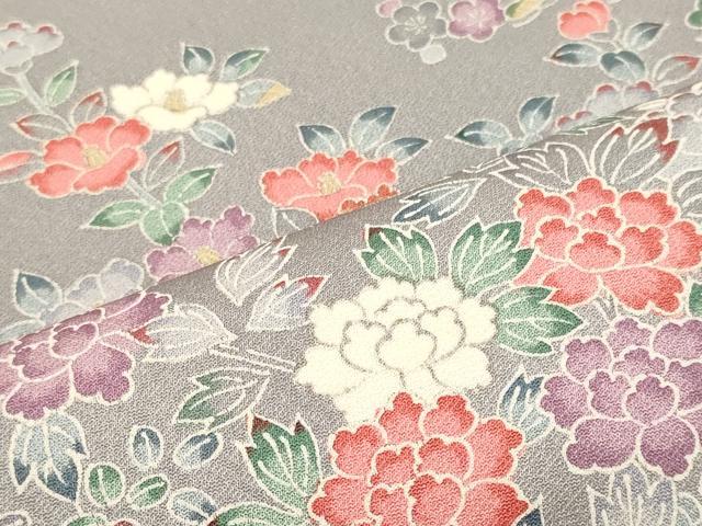平和屋着物■訪問着 草花文 暈し染め 正絹 逸品 CABL0437oy