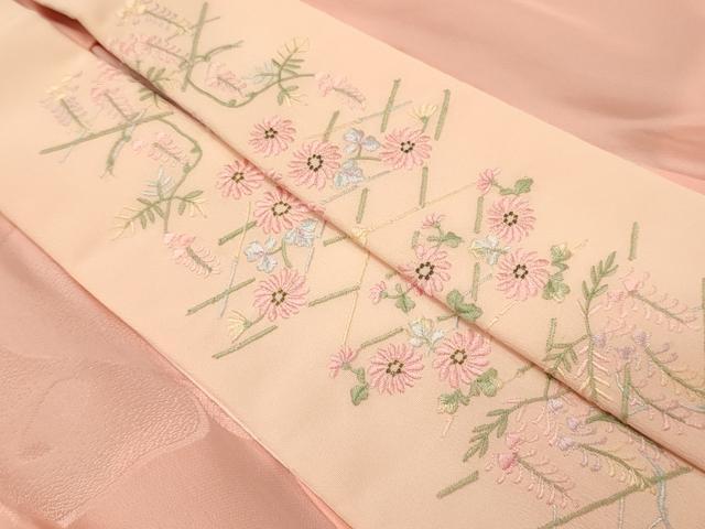 平和屋着物■長襦袢 無双仕立て 絞り 椿 暈し染め 金彩 半衿刺繍 正絹 逸品 未使用 CABL0449oy
