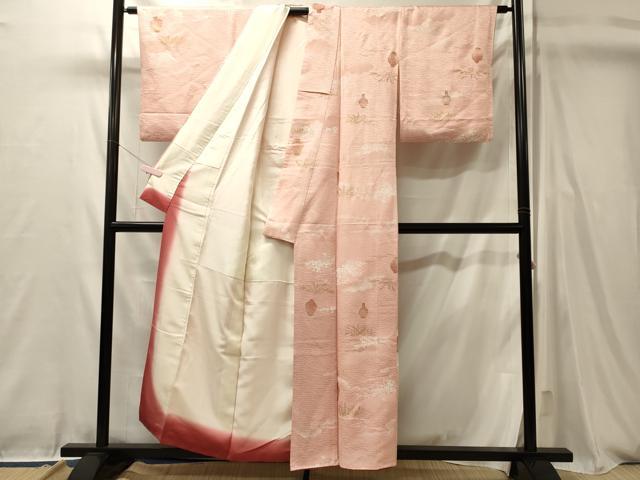 平和屋着物■上質な小紋 陶器流水草花文 暈し染め 金彩 正絹 逸品 CABL0451oy