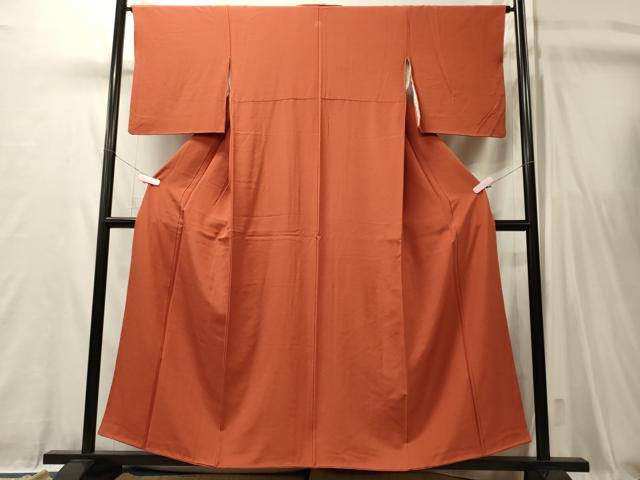 平和屋着物■上質な色無地 赤丹色 正絹 逸品 CABL0457oy
