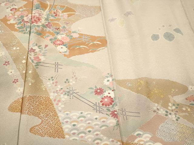 平和屋着物■訪問着 作家物 吉祥草花文 紅藤色 金銀彩 正絹 逸品 CABL0467oy