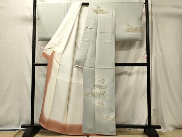 平和屋着物■訪問着 草花文 兎 暈し染め 正絹 逸品 CABL0469oy