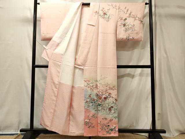 平和屋着物■訪問着 花鳥文 暈し染め 金銀彩 正絹 逸品 CABL0470oy