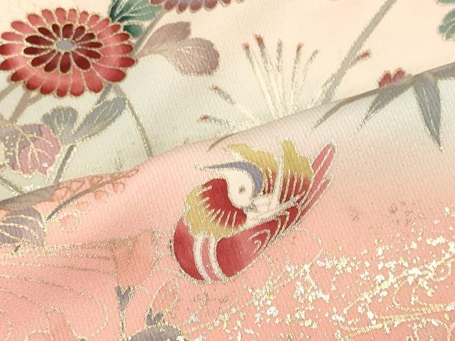 平和屋着物■訪問着 花鳥文 暈し染め 金銀彩 正絹 逸品 CABL0470oy