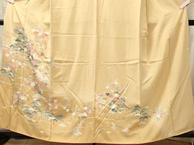 平和屋着物■訪問着 風景花松文 暈し染め 金彩 正絹 逸品 CABL0472oy