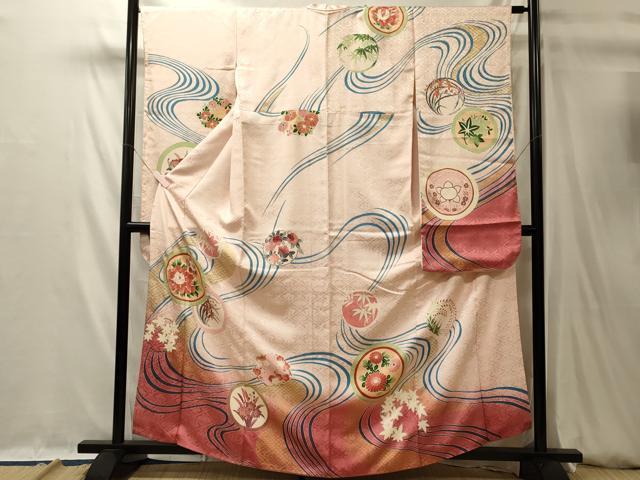 平和屋着物■豪華振袖 流水花丸文 暈し染め 金彩 正絹 逸品 CABL0510oy