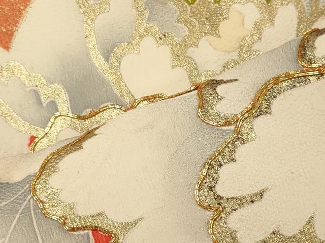 平和屋着物■豪華振袖 駒刺繍 短冊花文 金彩 正絹 逸品 CABL0511oy