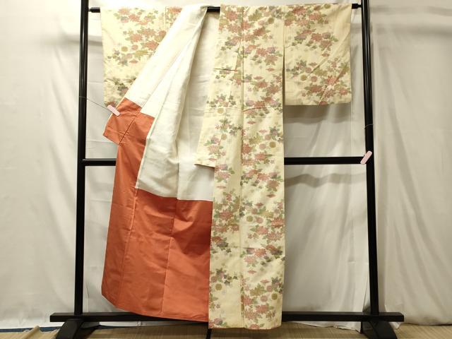 平和屋着物■上質な紬 草花文 正絹 逸品 CABL0513oy