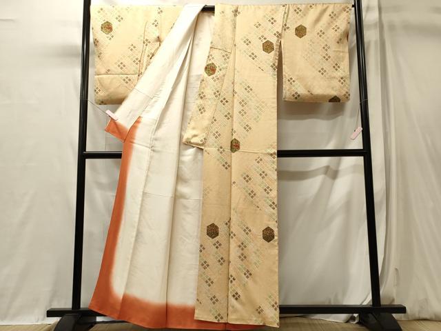 平和屋着物■上質な小紋 絞り 亀甲草花文 暈し染め 正絹 逸品 CABL0554oy