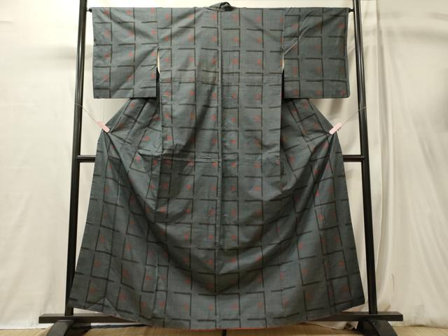平和屋着物■上質な紬 幾何学文様 正絹 逸品 CABL0559oy