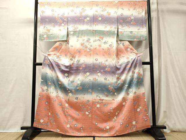 平和屋着物■訪問着 舞花文 暈し染め 金彩 正絹 逸品 未使用 CABL0563oy