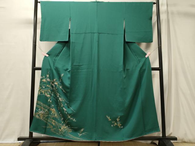平和屋着物■訪問着 流水草花文 金銀彩 正絹 逸品 CABL0570oy