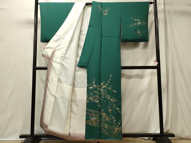 平和屋着物■訪問着 流水草花文 金銀彩 正絹 逸品 CABL0570oy