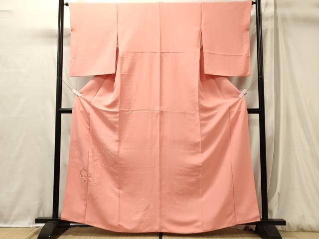 平和屋着物■無地絵羽訪問着 雪輪御所車地紋 甚三紅色 正絹 逸品 CABL0574oy