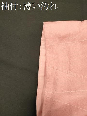 平和屋着物■上質な色無地 斜線地紋 珊瑚色 正絹 逸品 CABL0577oy