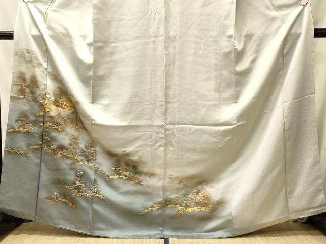 平和屋着物■訪問着 手描き 風景草木文 暈し染め 金銀彩 正絹 逸品 CABL0614oy