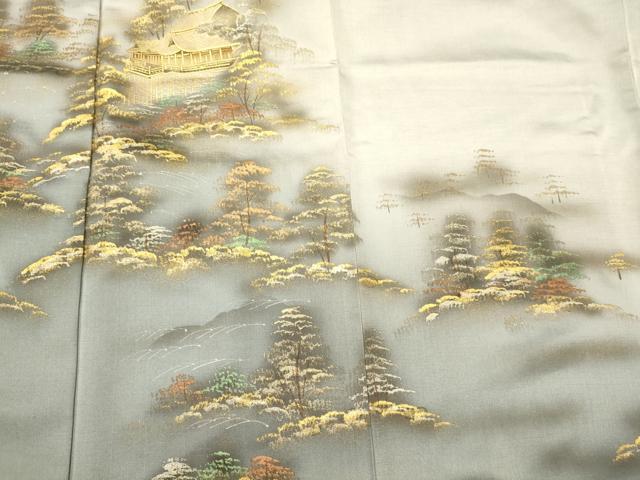 平和屋着物■訪問着 手描き 風景草木文 暈し染め 金銀彩 正絹 逸品 CABL0614oy