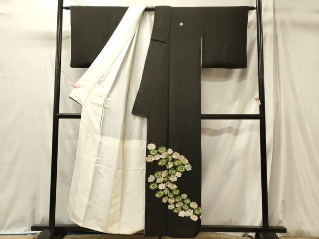 平和屋着物■豪華黒留袖 刺繍 舞花文 金銀彩 正絹 逸品 CABL0638oy