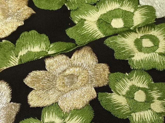平和屋着物■豪華黒留袖 刺繍 舞花文 金銀彩 正絹 逸品 CABL0638oy