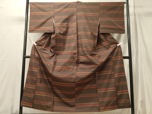 平和屋着物■上質な紬 横段文 正絹 逸品 CABL0648oy