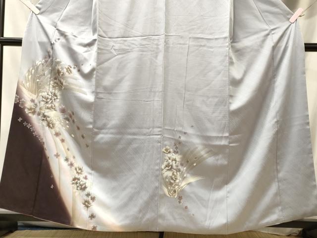 平和屋着物■訪問着 飛鶴花文 暈し染め 金銀彩 正絹 逸品 CABL0657oy