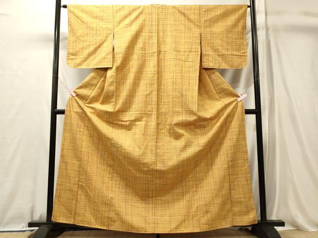 平和屋着物■上質な紬 格子柄 正絹 逸品 CABL0660oy