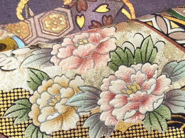 平和屋着物■訪問着 短冊鳳凰花文 暈し染め 金銀彩 正絹 逸品 CABL0698oy