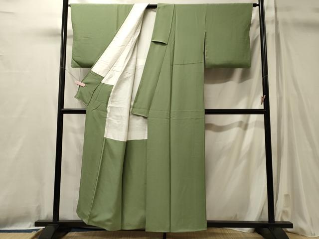 平和屋着物■上質な色無地 柳色 正絹 逸品 CABL0710oy
