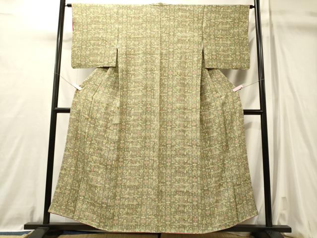 平和屋着物■上質な小紋 幾何学花文 正絹 逸品 CABL0717oy