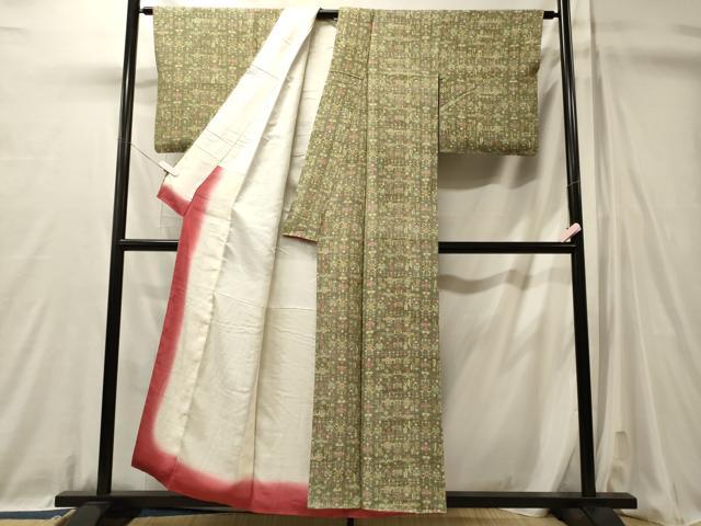 平和屋着物■上質な小紋 幾何学花文 正絹 逸品 CABL0717oy