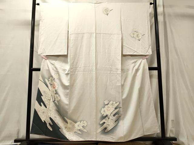 平和屋着物■訪問着 手描き 草花文 暈し染め 正絹 逸品 CABL0720oy