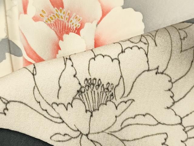 平和屋着物■訪問着 手描き 草花文 暈し染め 正絹 逸品 CABL0720oy