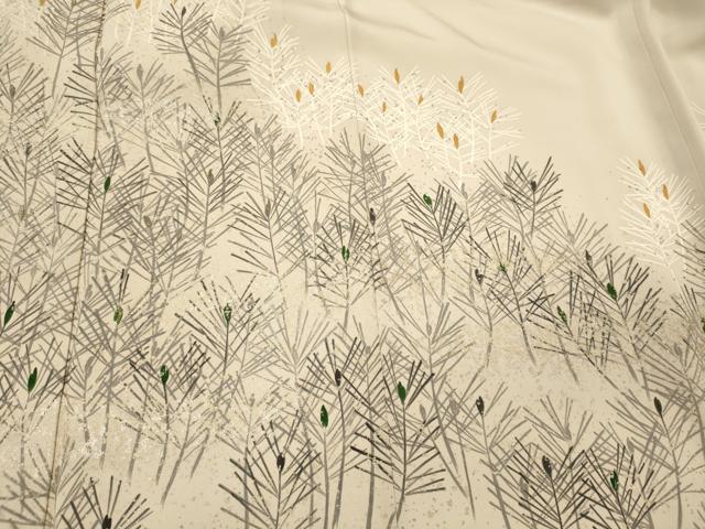 平和屋着物■豪華色留袖 手描き 刺繍 松葉文 金銀彩 正絹 逸品 CABL0736oy