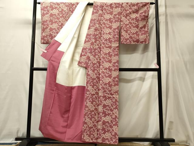 平和屋着物■上質な小紋 紬地 花唐草文 正絹 逸品 CABL0737oy