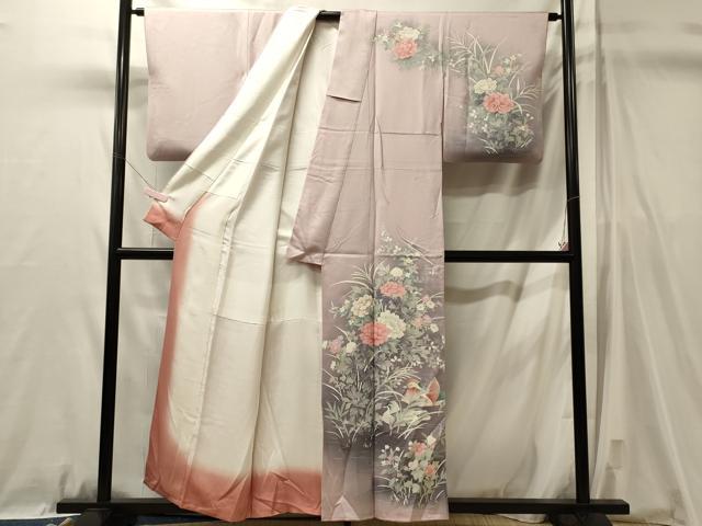 平和屋着物■訪問着 鴛鴦草花文 暈し染め 正絹 逸品 CABL0738oy