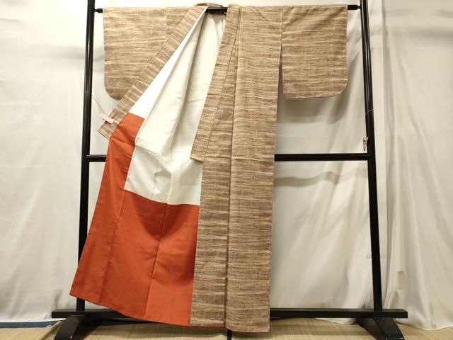 平和屋着物■上質な紬 横段文 正絹 逸品 未使用 CABL0755oy