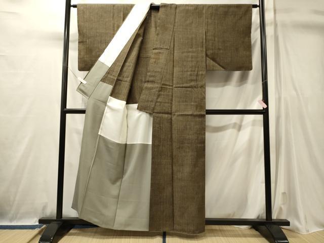 平和屋着物■上質な紬 吉祥間道 胴抜き仕立て 正絹 逸品 CABL0759oy