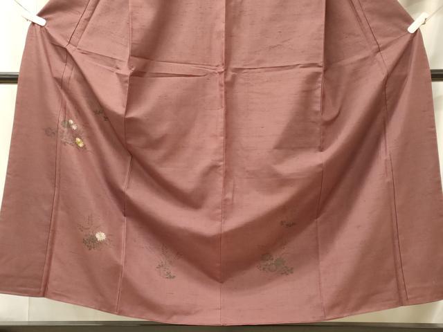 平和屋着物■訪問着 紬地 刺繍 草花文 正絹 逸品 CABL0763oy