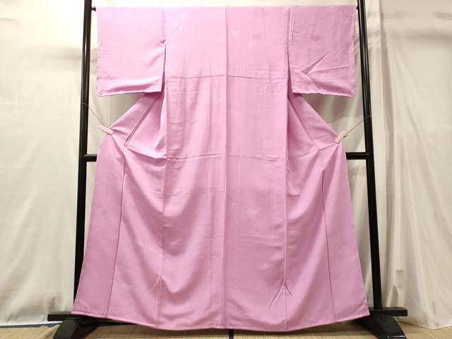 平和屋着物■上質な色無地 松葉地紋 桃花色 正絹 逸品 未使用 CABL0774oy