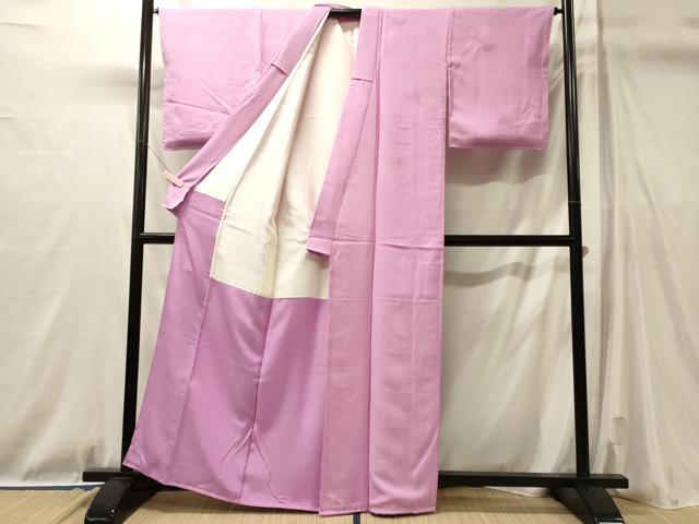 平和屋着物■上質な色無地 松葉地紋 桃花色 正絹 逸品 未使用 CABL0774oy