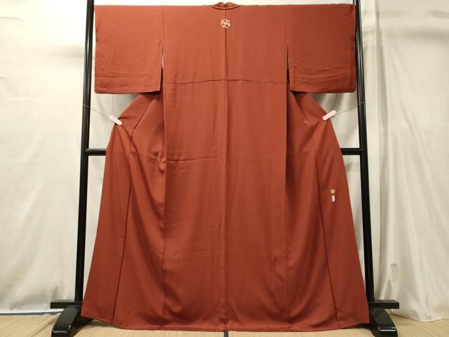 平和屋着物■上質な色無地 赤丹色 ロング丈 正絹 逸品 CABL0777oy