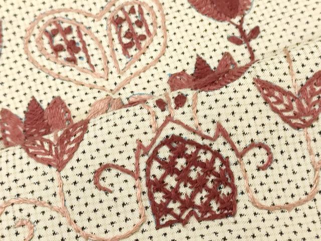 平和屋着物■訪問着 紬地 総刺繍 草花文 正絹 逸品 CABL0784oy