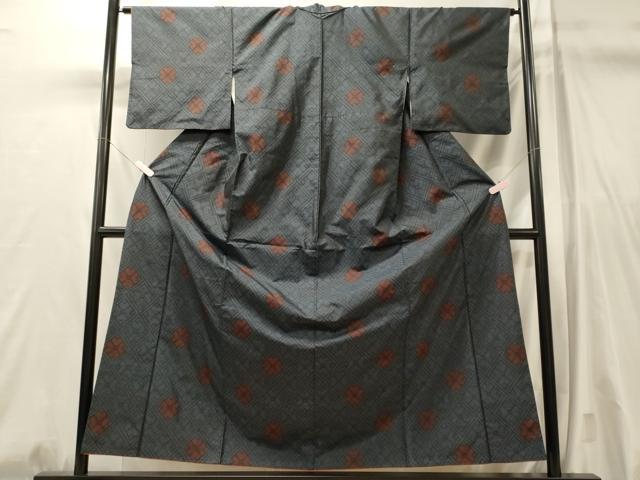 平和屋着物■本場大島紬 幾何学文 正絹 逸品 CABL0787oy