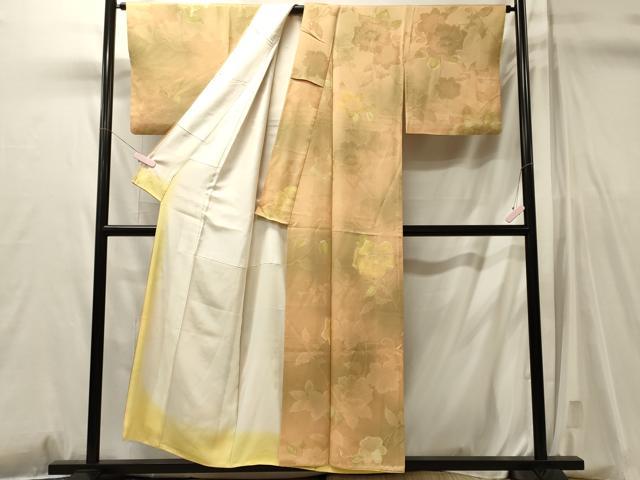 平和屋着物■上質な小紋 地紋起こし 草花文 暈し染め 正絹 逸品 CABL0789oy