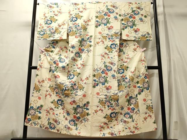 平和屋着物■上質な小紋 雲取り草花文 正絹 逸品 CABL0793oy