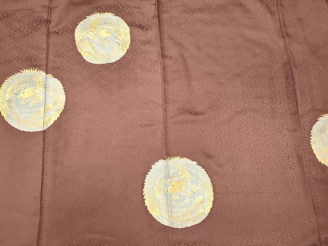 平和屋着物■豪華色留袖 刺繍 孔雀丸文 金彩 正絹 逸品 CABL0797oy