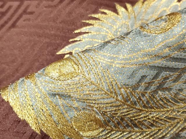 平和屋着物■豪華色留袖 刺繍 孔雀丸文 金彩 正絹 逸品 CABL0797oy