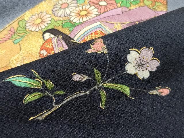 平和屋着物■訪問着 扇面人物花文 暈し染め 金彩 さが美扱い 正絹 逸品 CABL0798oy